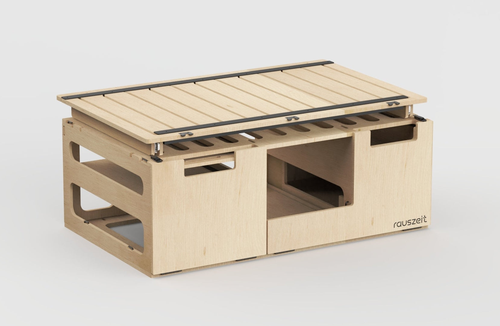 Platzsparende Campingbox mit Bett