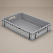 Flache graue Eurobox 60 × 40 × 12 cm für die Campingbox