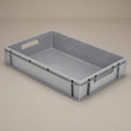 Flache graue Eurobox 60 × 40 × 12 cm für die Campingbox