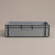 Graue Eurobox 60 × 40 × 15 cm von vorn
