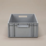 Hohe graue Eurobox 60 × 40 × 20 cm von vorn