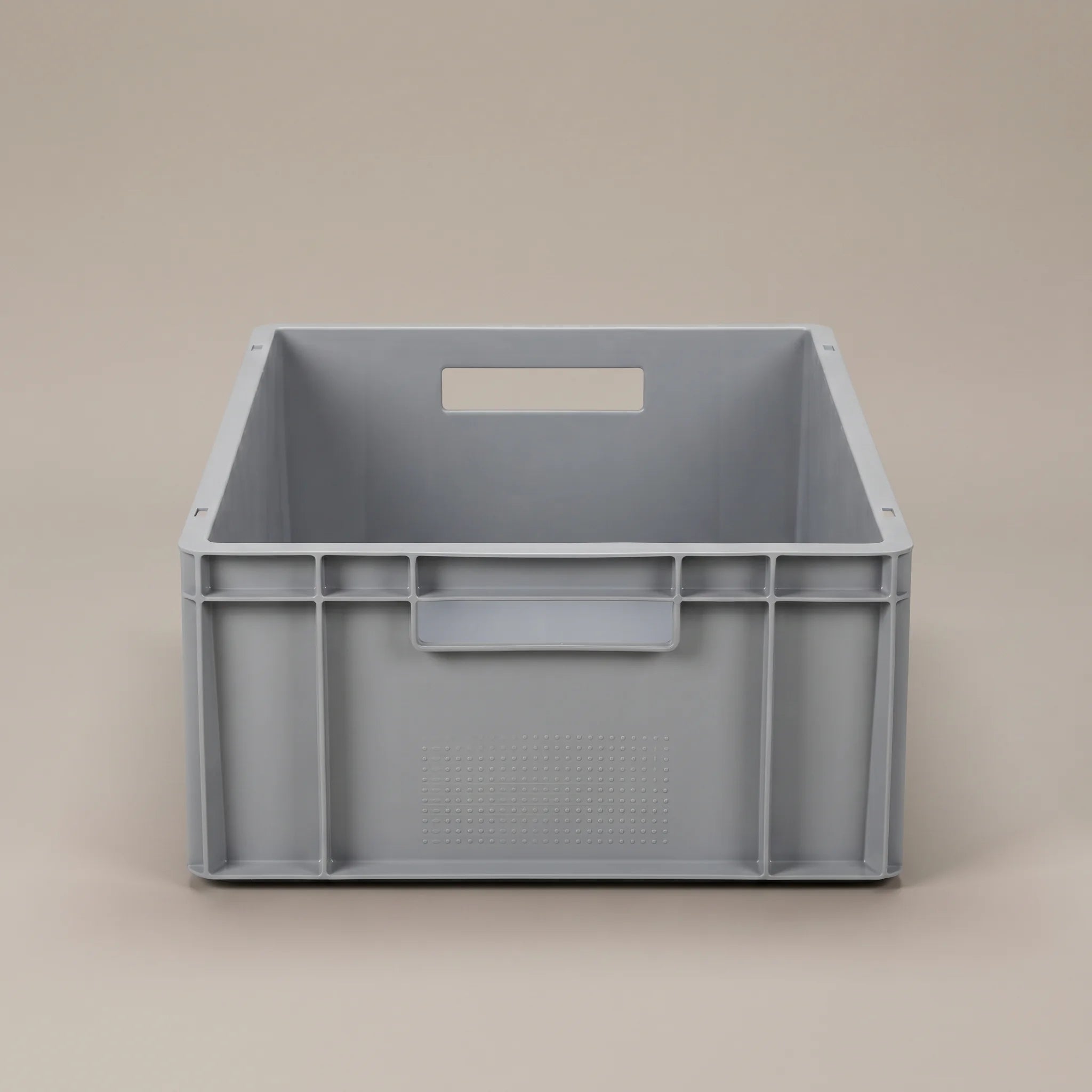 Hohe graue Eurobox 60 × 40 × 20 cm von vorn