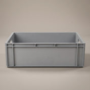 Hohe graue Eurobox 60 × 40 × 20 cm in der Seitenansicht