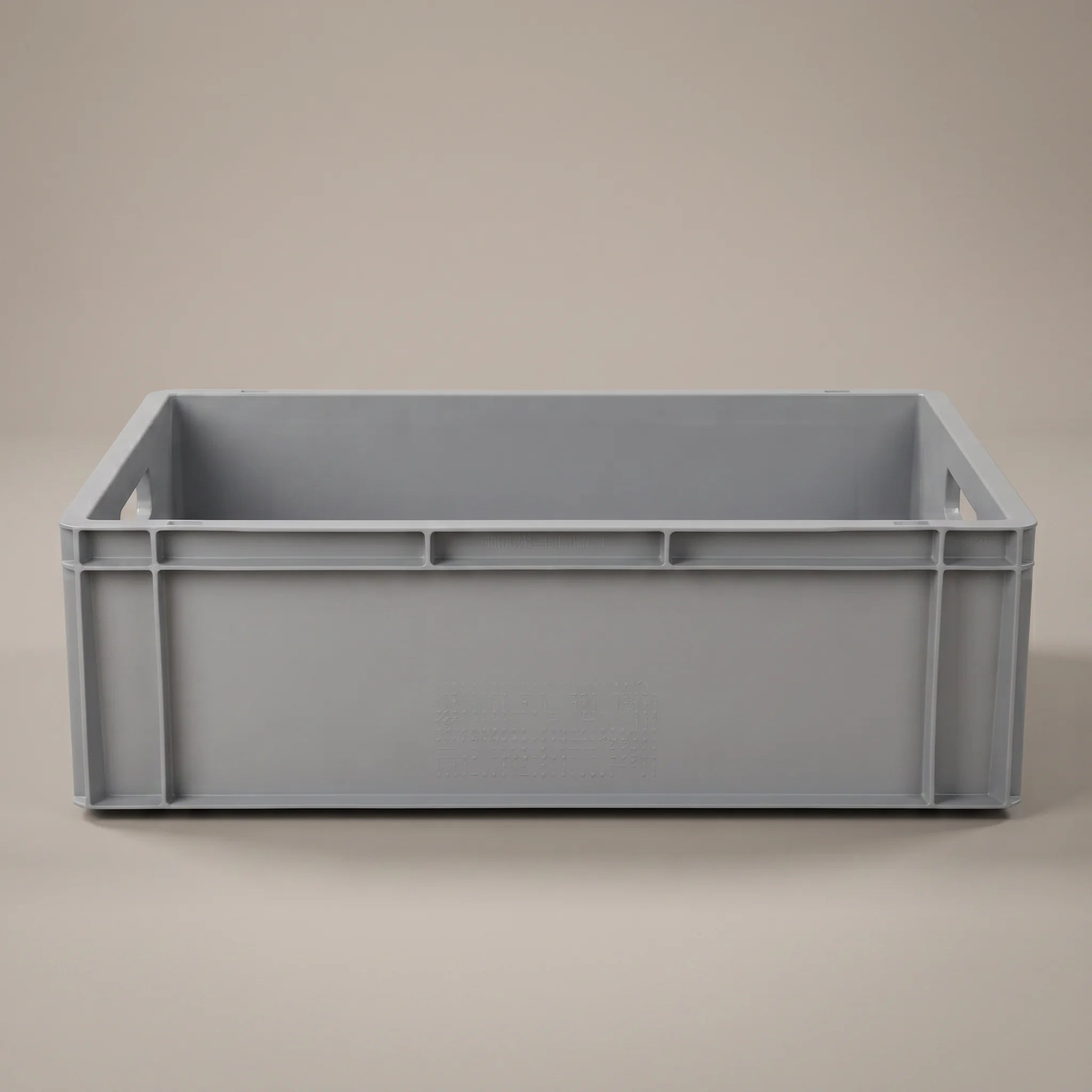 Hohe graue Eurobox 60 × 40 × 20 cm in der Seitenansicht